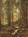 ruisseau par une pente forestière 1880 paysage classique Ivan Ivanovitch arbres